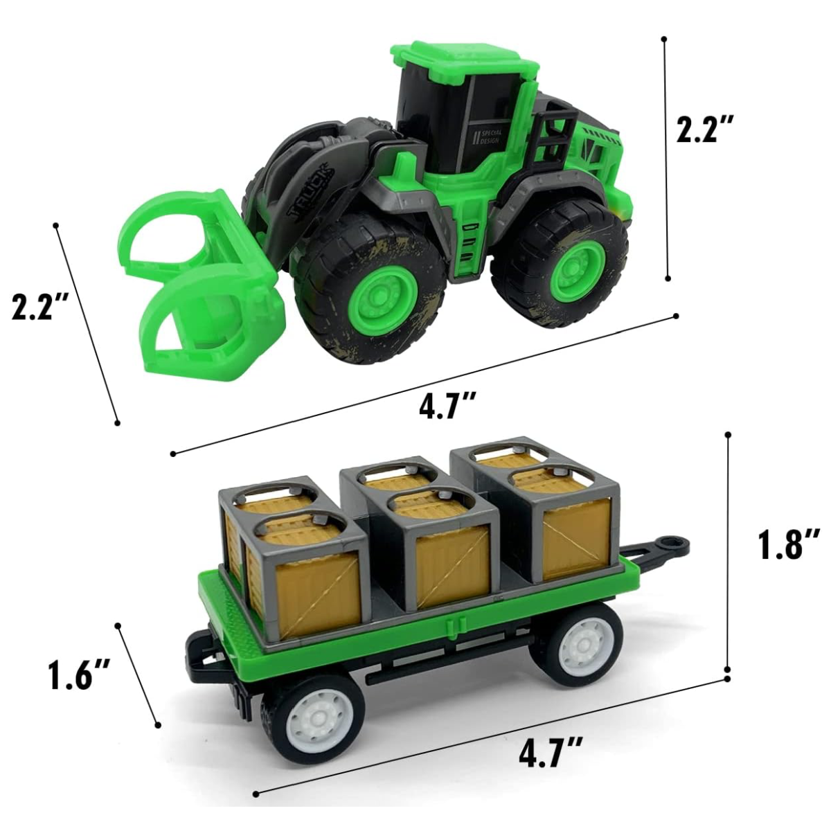 Boersma Construction Green Tractor Excavator Truck & Trailer Vehicle Toy NEW