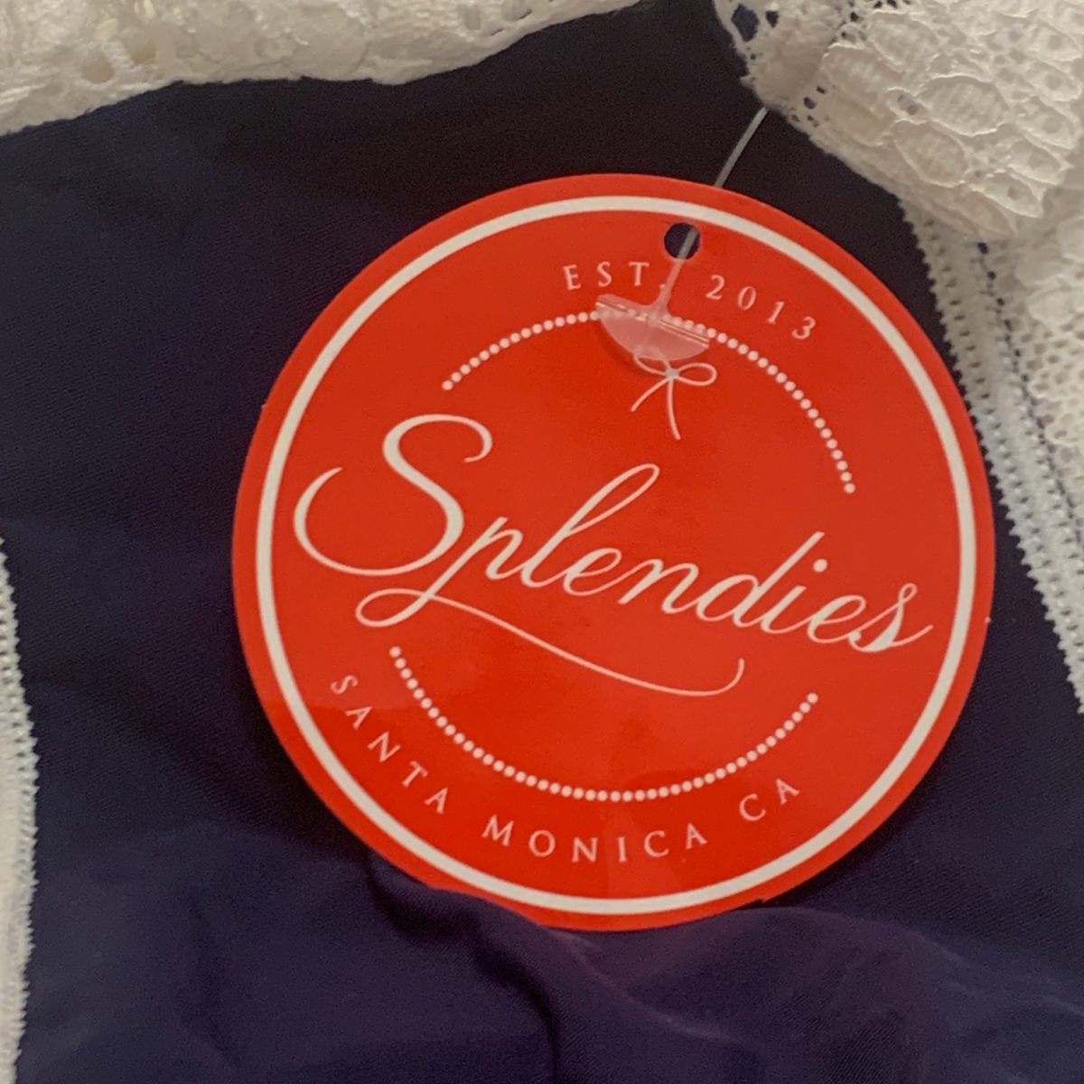 Splendies Cheeky Panties Navy Blue with White Lace Size 4X NWT