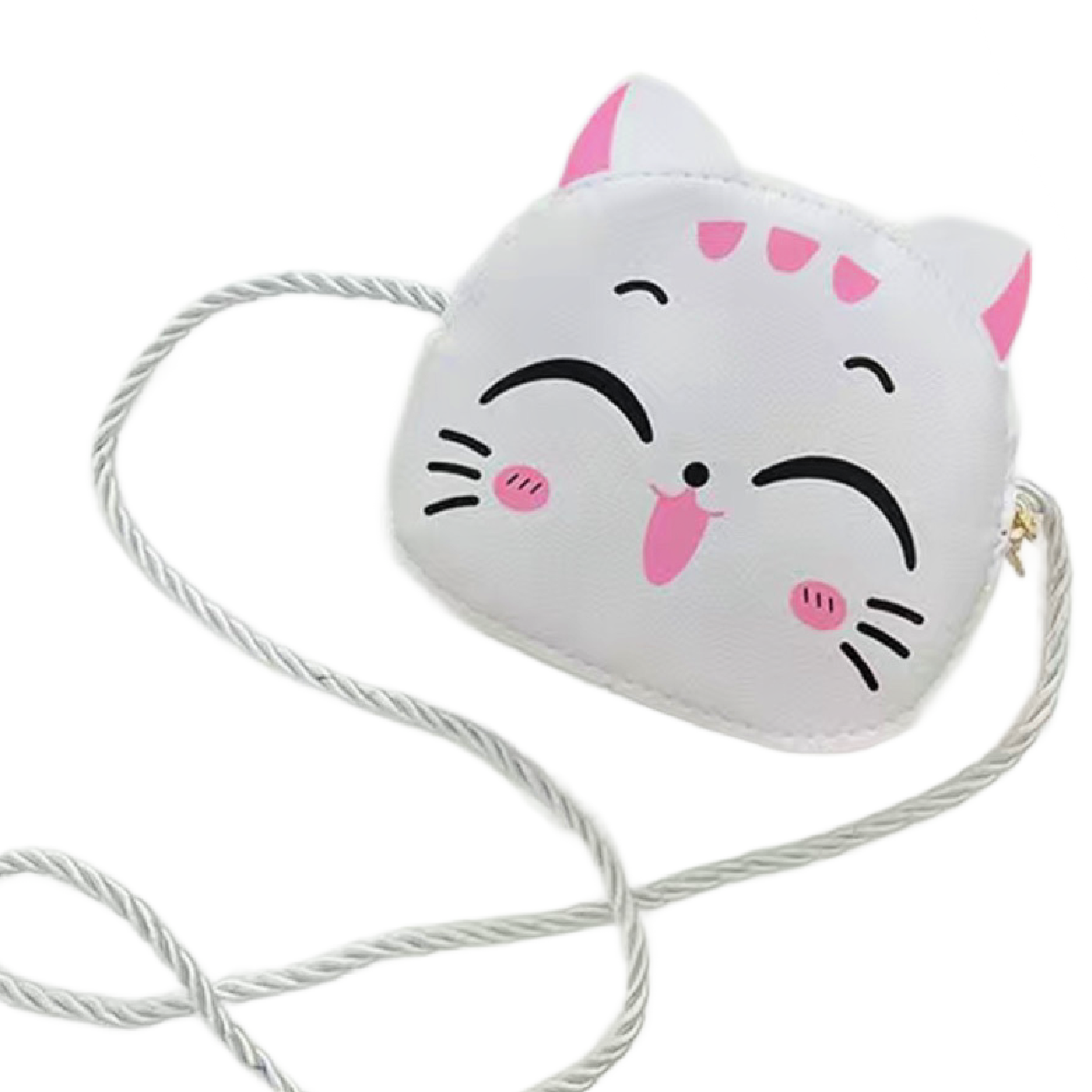 Cute Little Cartoon Cat Crossbody Bag Mini Zipper Coin Purse Lightweight NEW