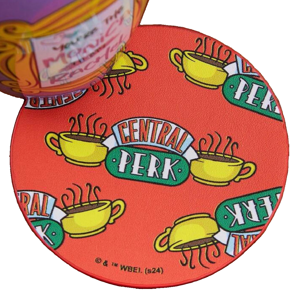 TV Show FRIENDS Drink Cup Coasters Set Faux Leather 3.9" Round New Lot of 4