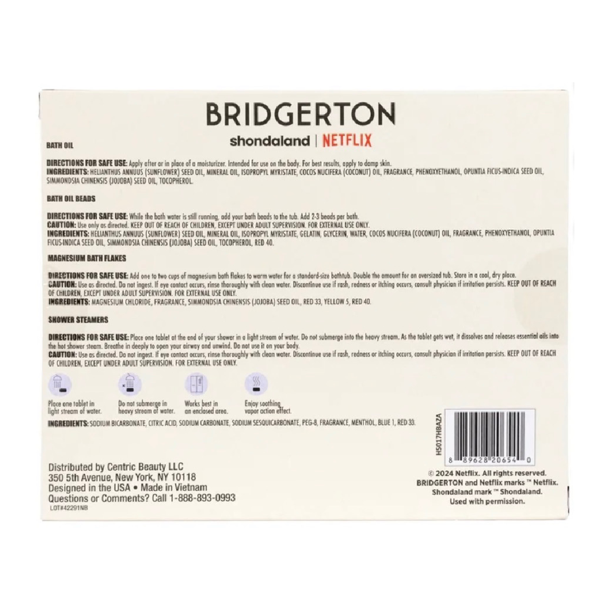 Bridgerton Soothing Bath Set Queens Edition - Flakes Oil Beads Steamers SEALED