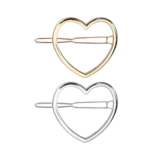 Hollow Heart Barrettes Gold/Silver Hair Accessories NEW Lot of 2 Casual