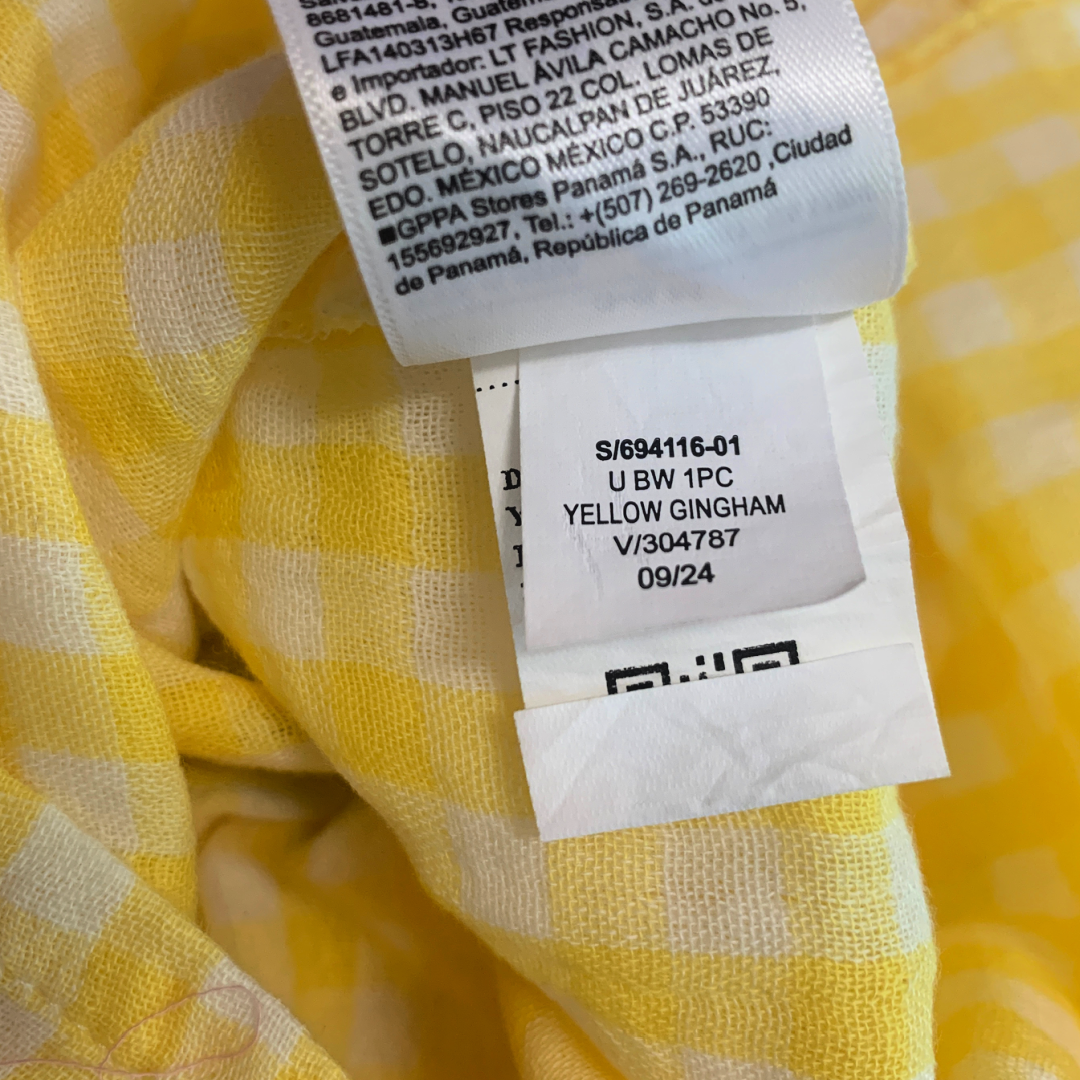 Old Navy Bee Happy Baby Romper Size 3-6 Months Sleeveless Yellow Gingham NWT