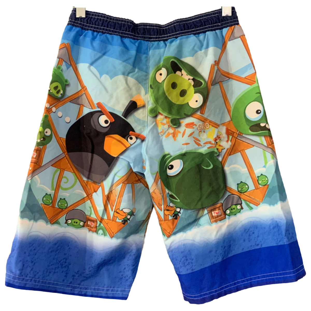 Angry Birds Swim Trunks Size 8 Mesh Brief Lining Drawstring Pocket Elastic Waist