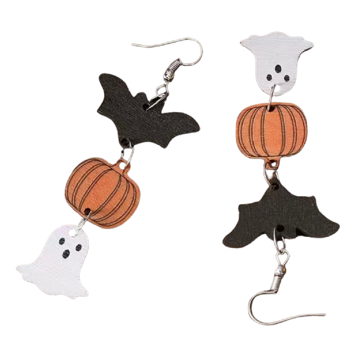 Wooden Dangle Earrings Bat Pumpkin Ghost Halloween Autumn Fall Harvest NEW