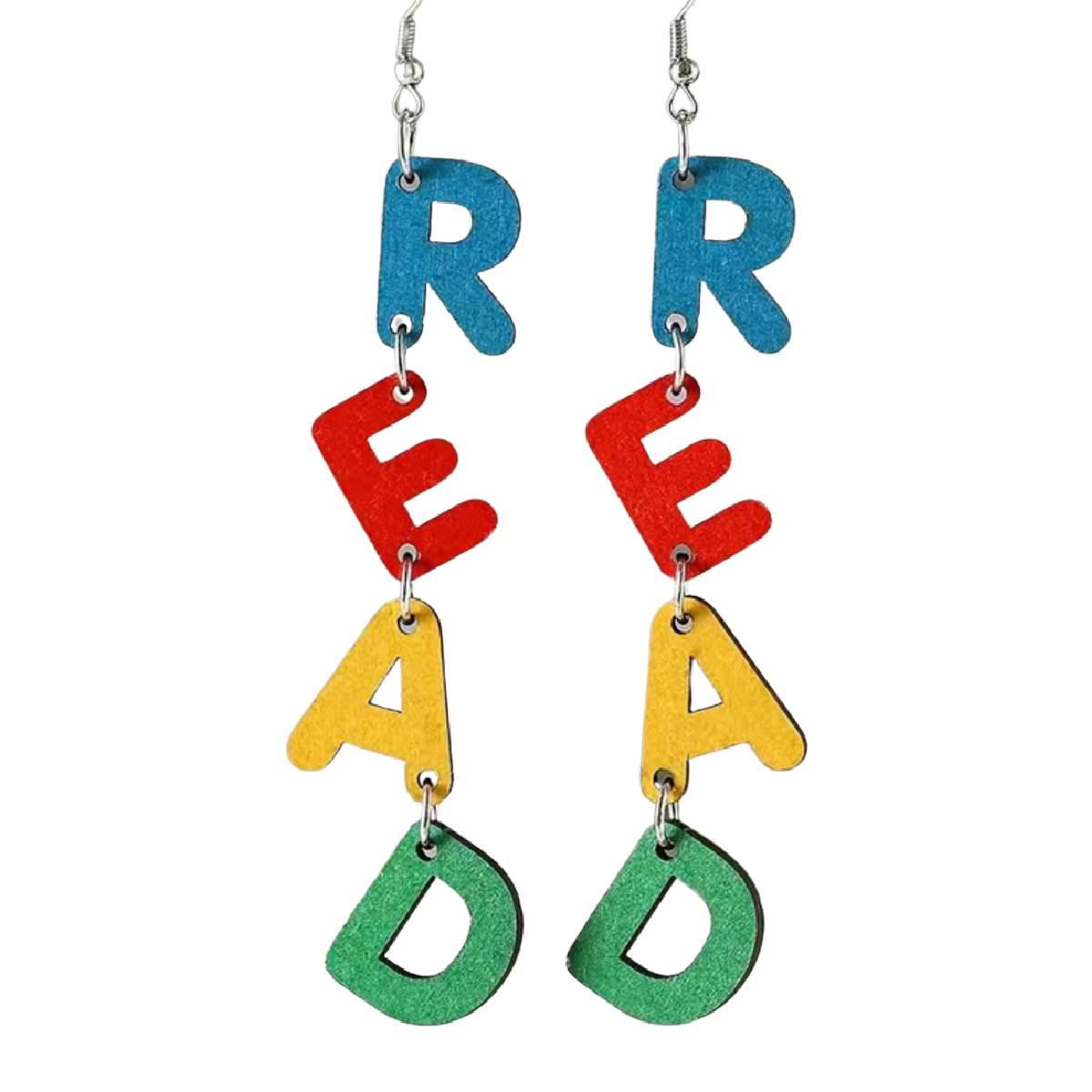 Teachers School Season Colorful Letters Wooden Earrings Elementary Alphabet New