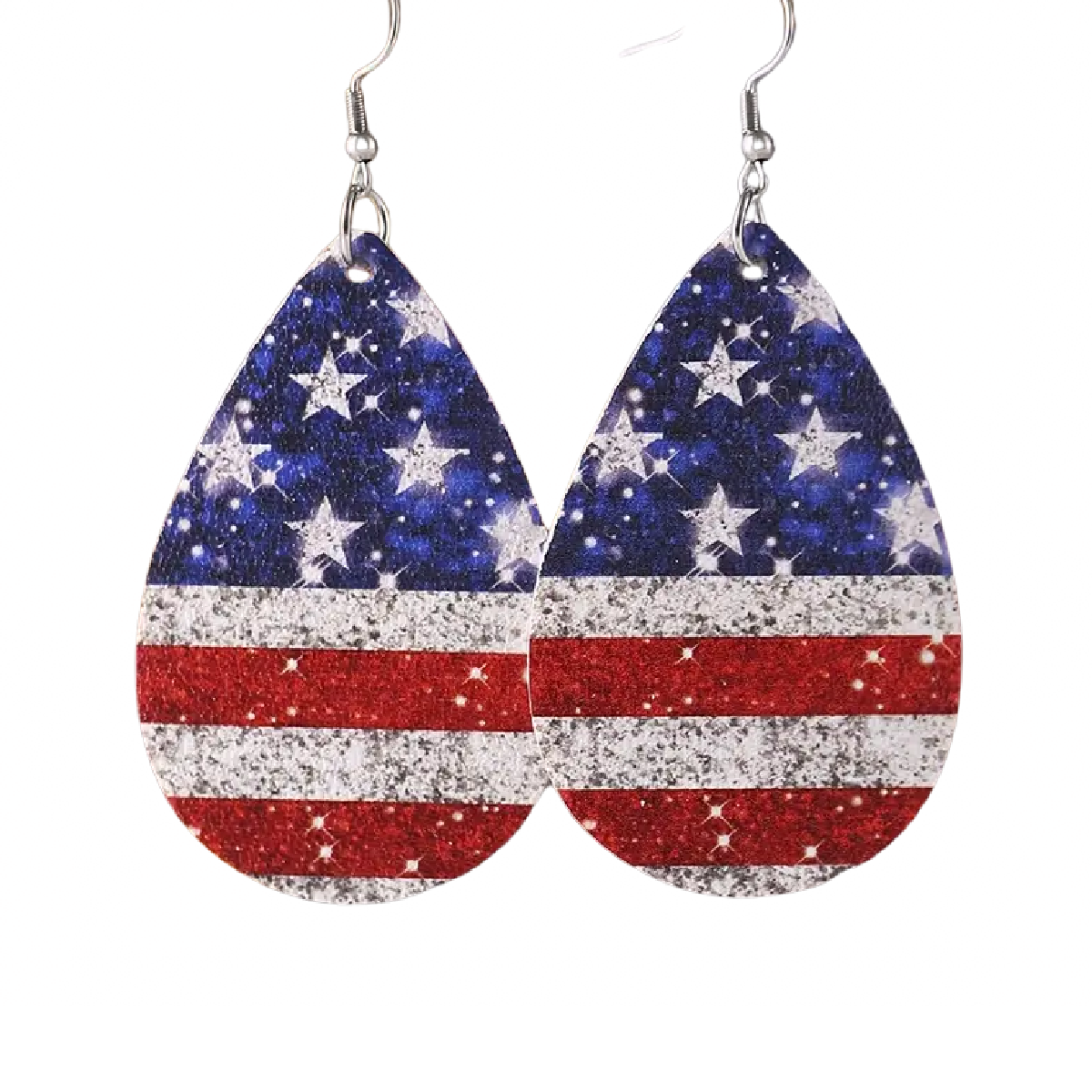 USA Flag Patriotic Earrings Flexible Faux Leather 2.5" Summer 4th of July NEW