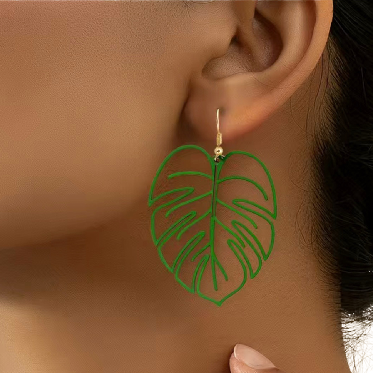 Boho Palm Leaf Earrings Dangle Casual Green Lightweight Acrylic Comfortable New