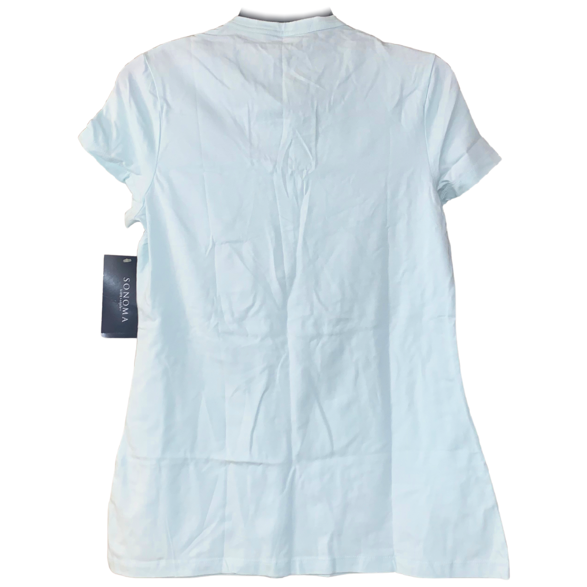 Sonoma Size Small Shirt Short Sleeve Button Neck Aqua Blue Soft Stretchy NWT
