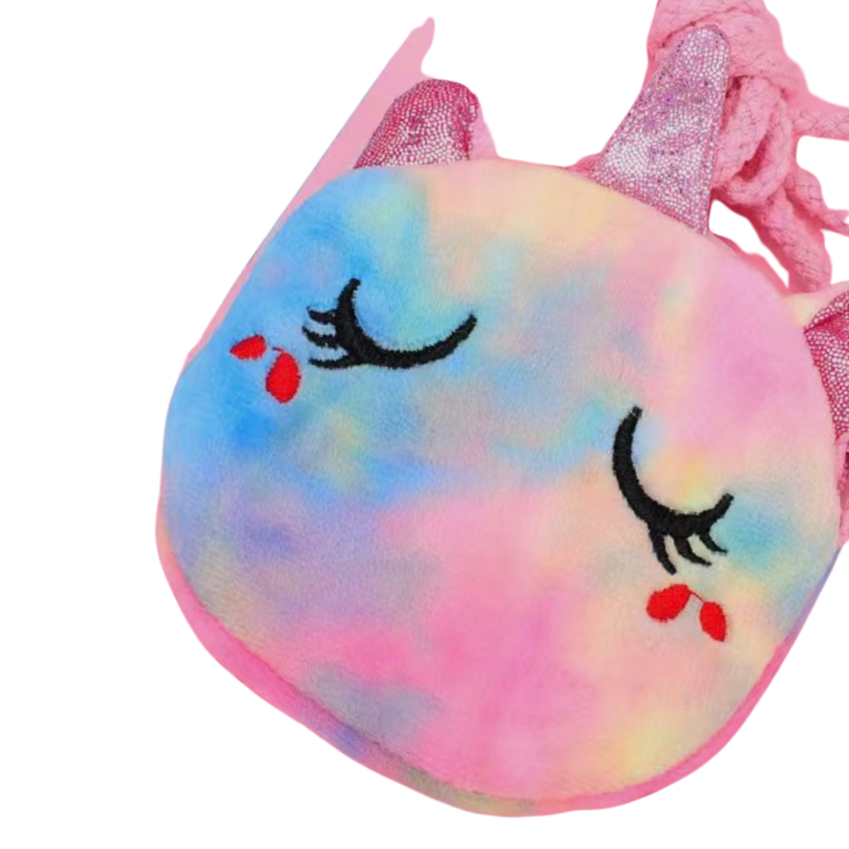 Unicorn Coin Purse Cartoon Tie-Dye Wallet Crossbody Bag Zipper Strap Accessory