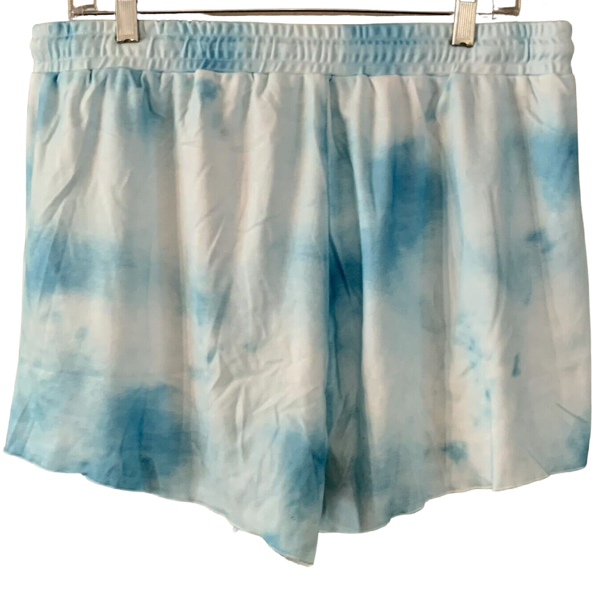 High Rise Lounge Shorts Size XL Soft Sky Blue Tie Dye Drawstring PJ Bottom NWOT