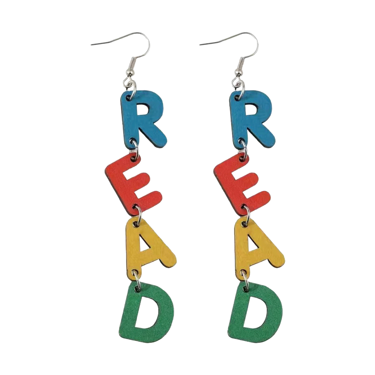 Teachers School Season Colorful Letters Wooden Earrings Elementary Alphabet New