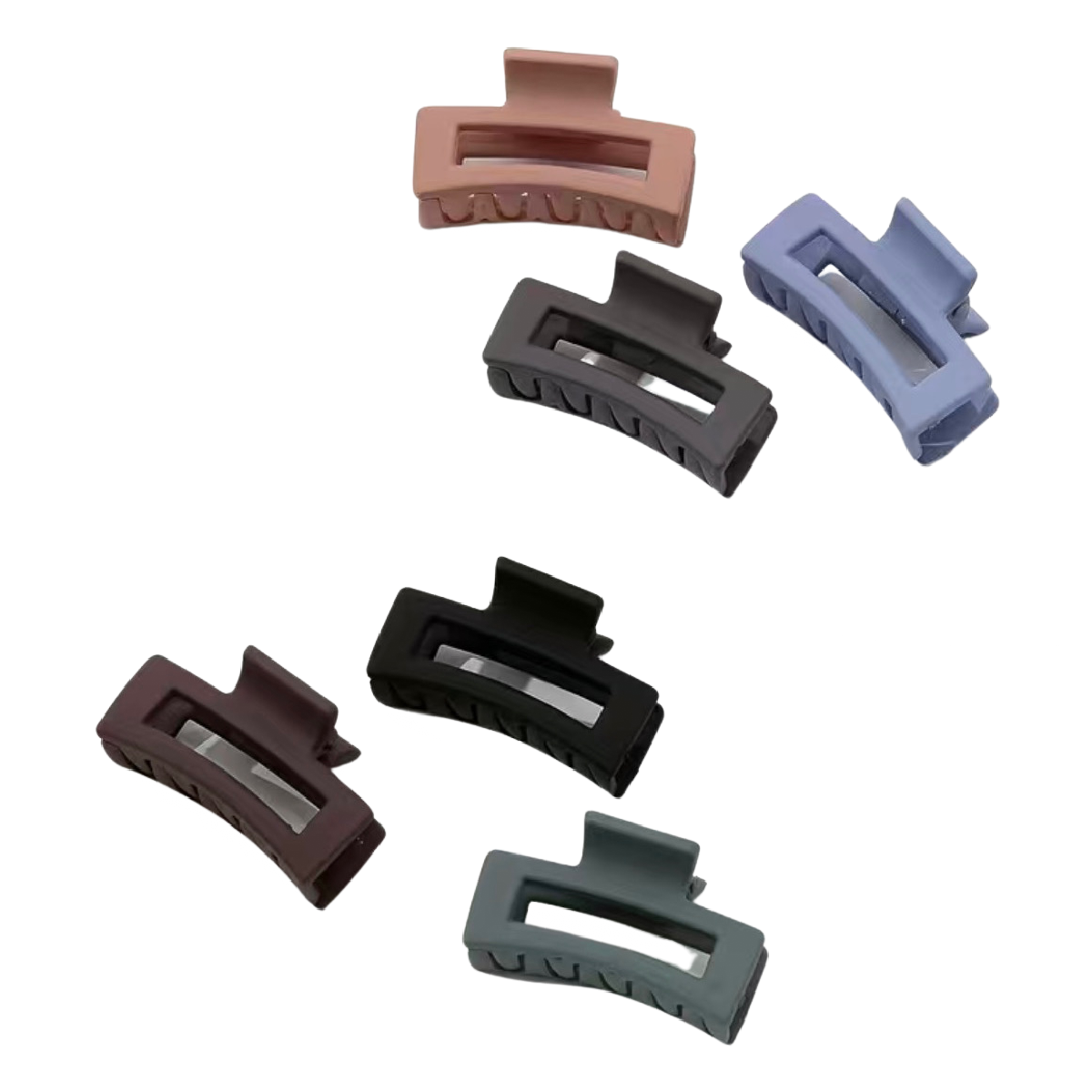 Lot of 6 Square Hair Claw Shark Clips Opaque Matte Small 1.8" NEW