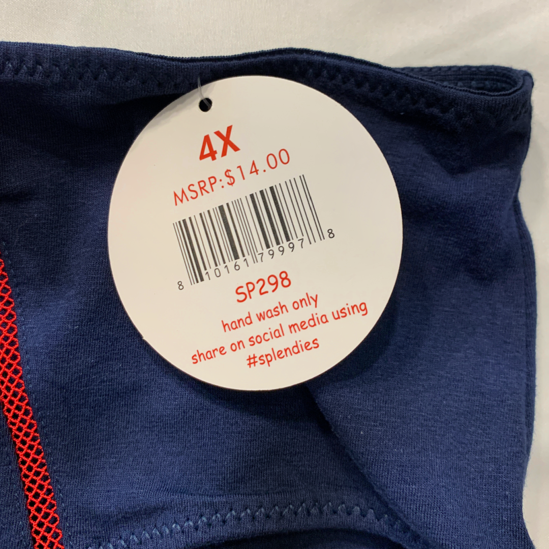 Splendies Size 4X Sailor Chic Bikini Panties Cotton Navy Blue Red Ribbon NWT