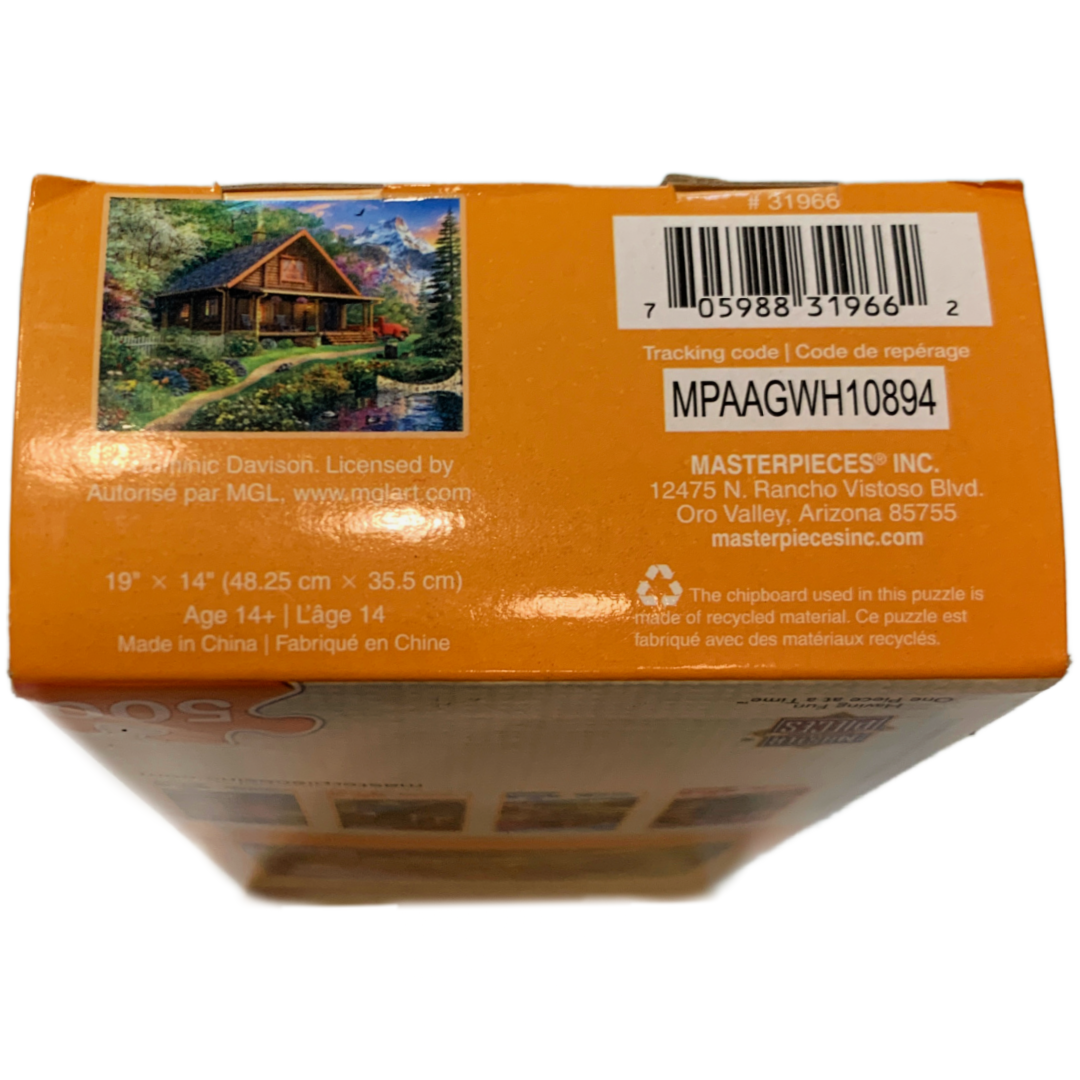 Masterpieces Space Saver Jigsaw Puzzle; Mountain Retreat; 500 pieces