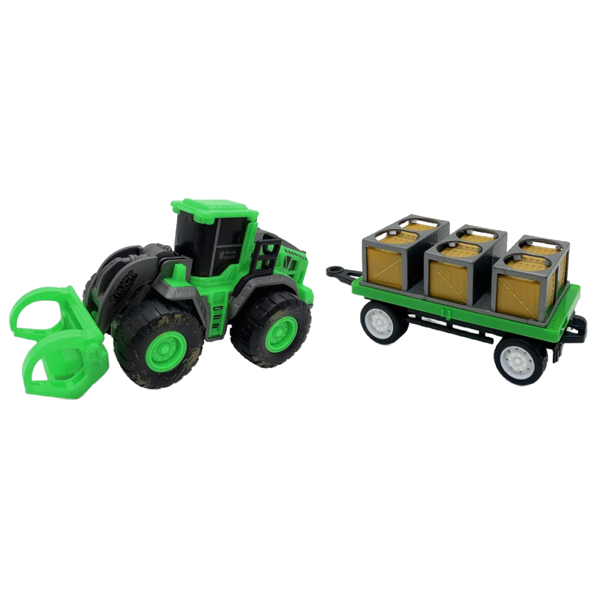 Boersma Construction Green Tractor Excavator Truck & Trailer Vehicle Toy NEW