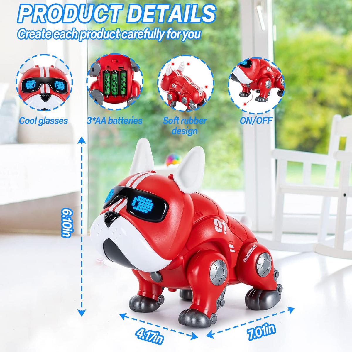 Noetoy Robot Red Dog LED Electronic Sound Music Walks Interactive Baby Toy NEW