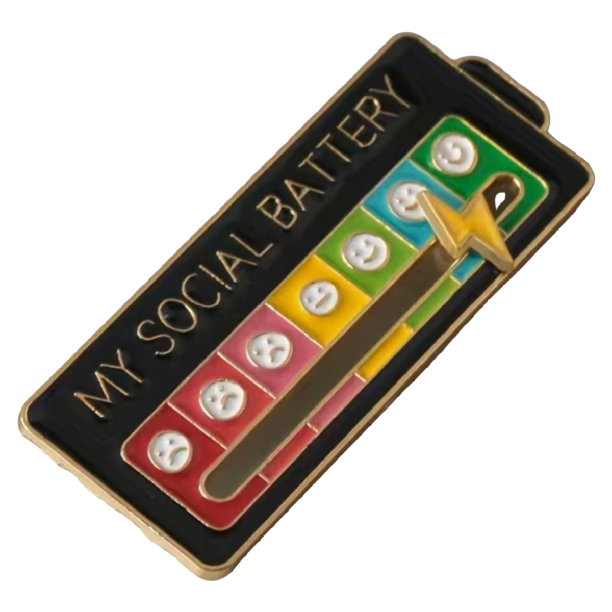 Emotional Management Jewelry "My Social Battery" Pin Sad, Happy Face NEW