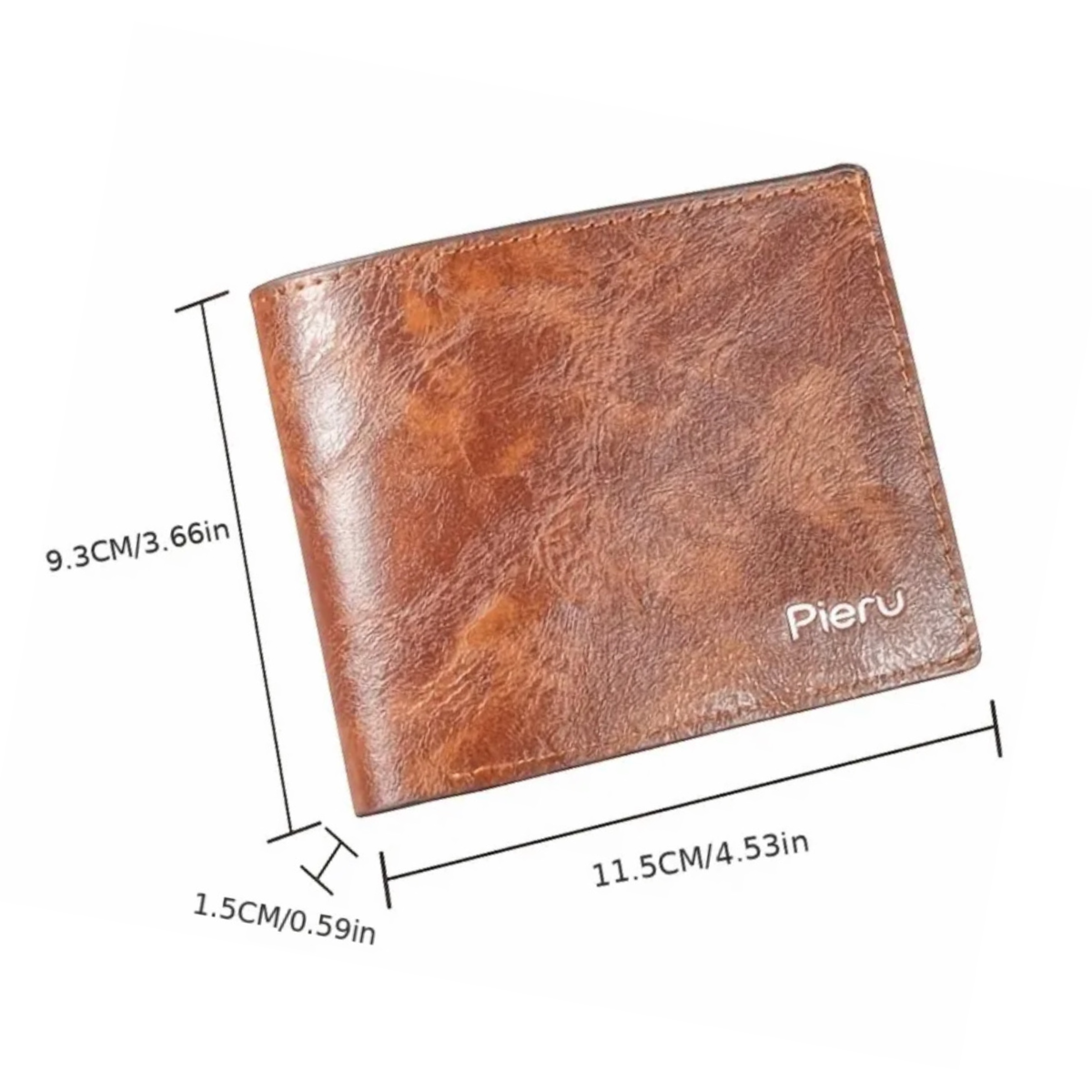 Faux Leather Bi-Fold Men's Wallet Credit Card Slots, ID Window, Bill Compartment