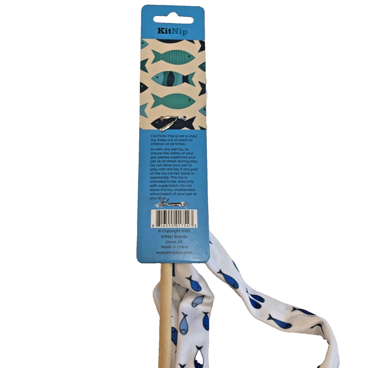 KitNip Box Kitty Cat Interactive “Catch The Fishes” Edamame Wand With Bell New