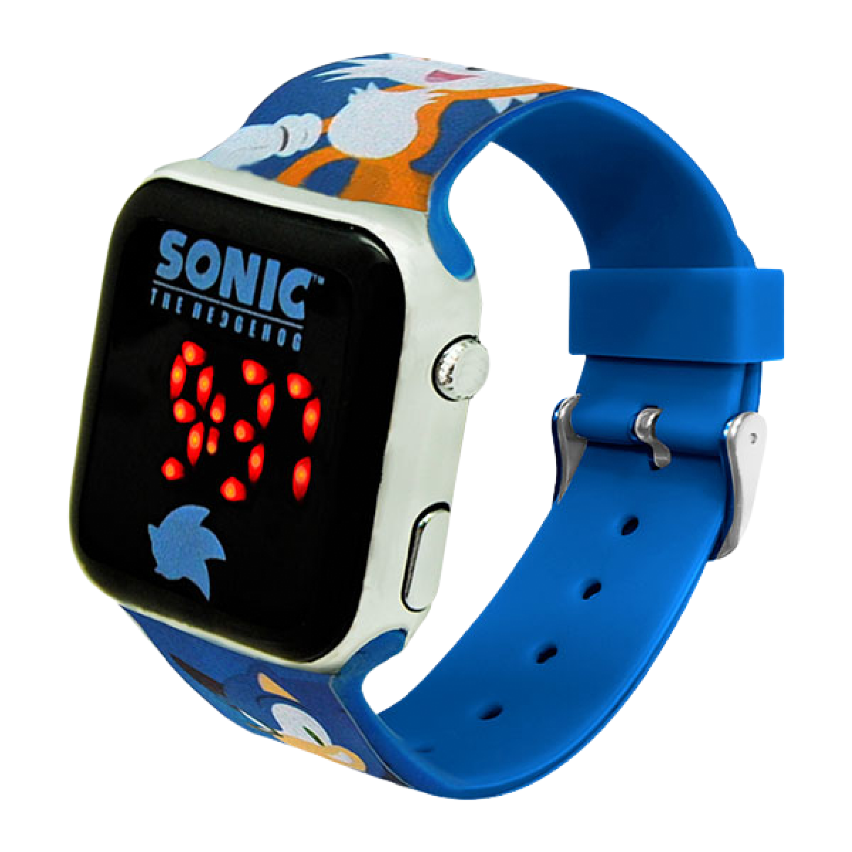 Sega SONIC The Hedgehog LED Watch Blue Square Face Unisex Kids NEW In Box