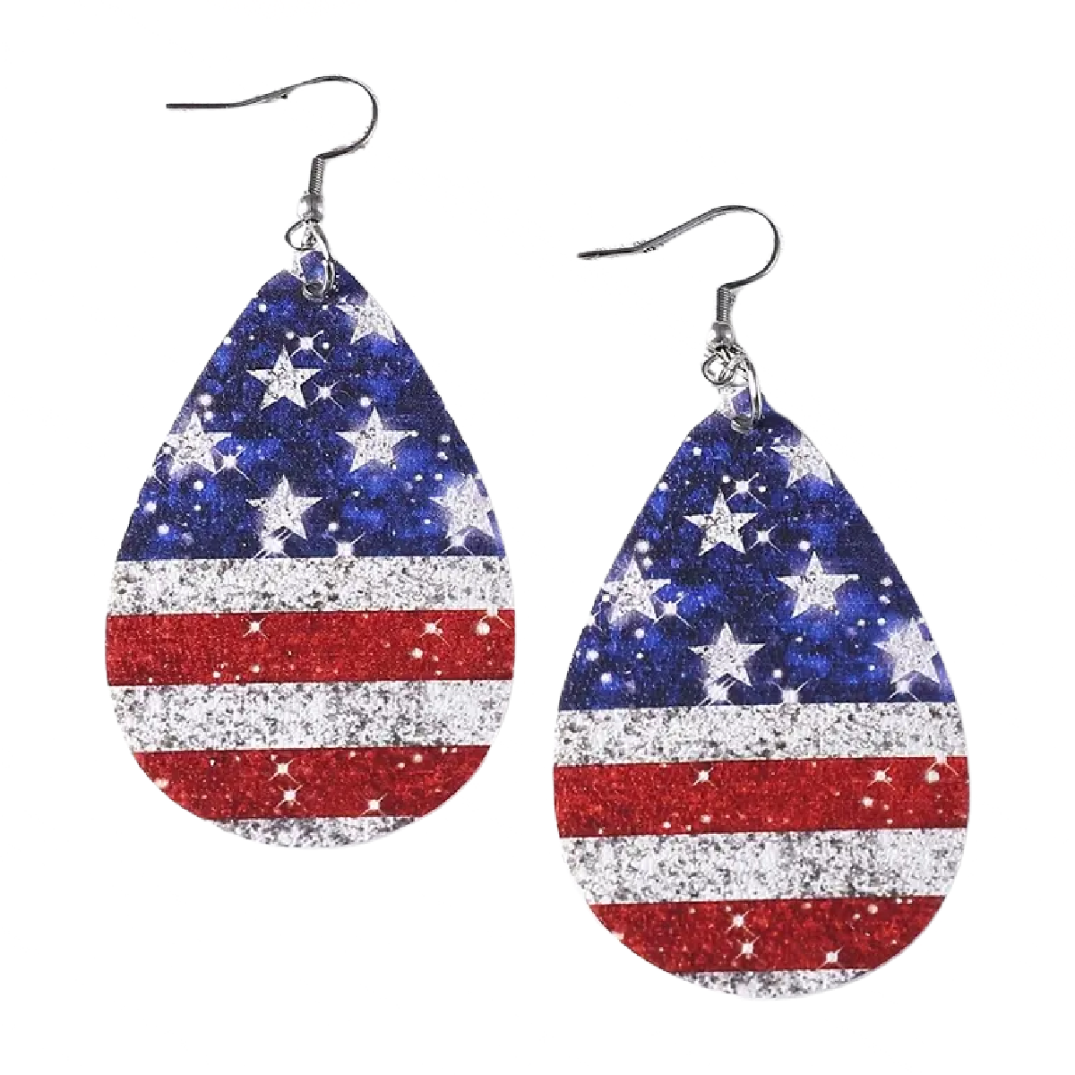 USA Flag Patriotic Earrings Flexible Faux Leather 2.5" Summer 4th of July NEW