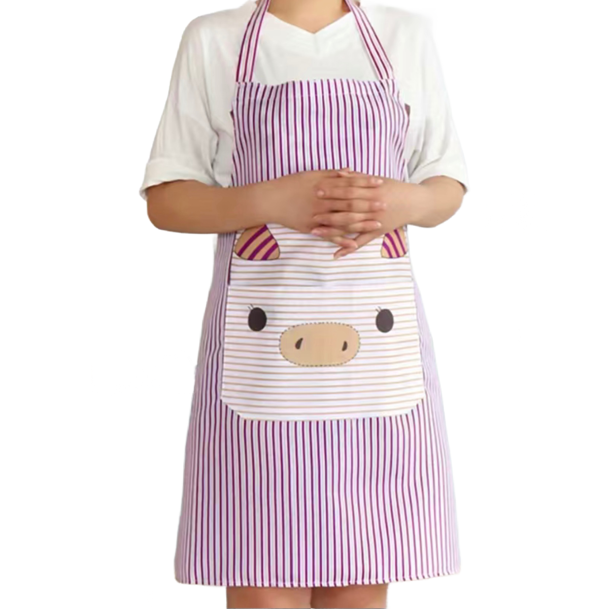 Striped Pig Print Bib Apron Kitchen BBQ Baking Farm Animals Everyday NEW