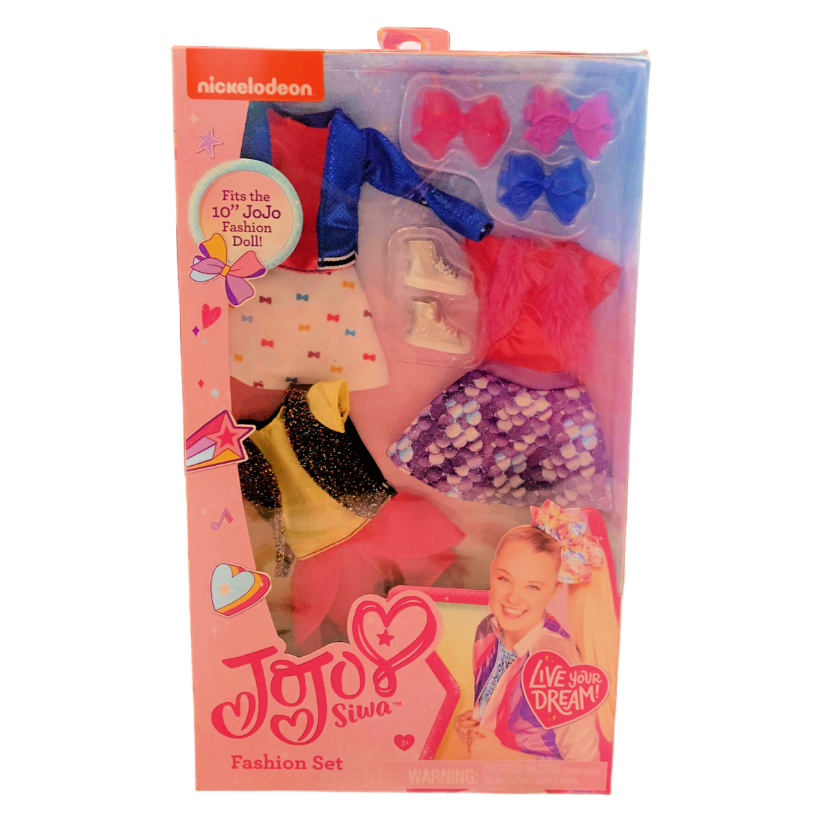 JoJo Siwa Multipack 3 Outfits Fits 10" Fashion Dolls Clothes Shoes Hair Bows New