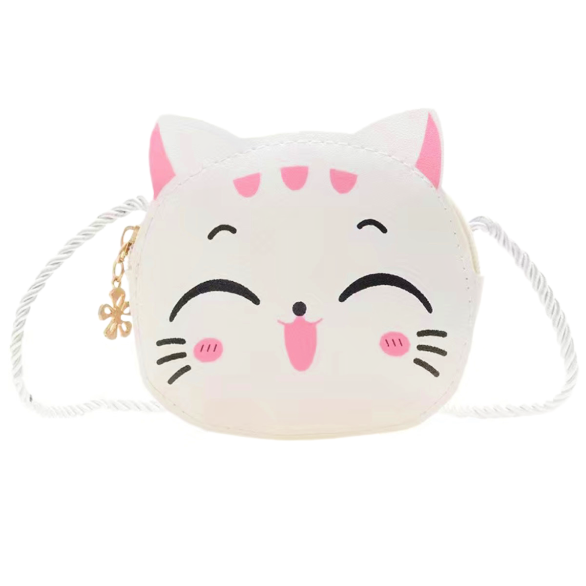 Cute Little Cartoon Cat Crossbody Bag Mini Zipper Coin Purse Lightweight NEW