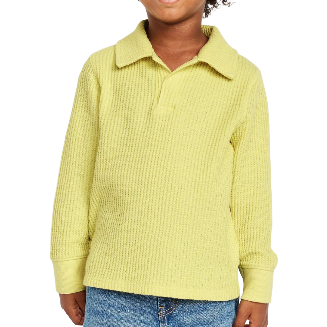Old Navy Toddler Boy Thermal Shirt Size 2T Waffle Knit Long Sleeve Collar NWT