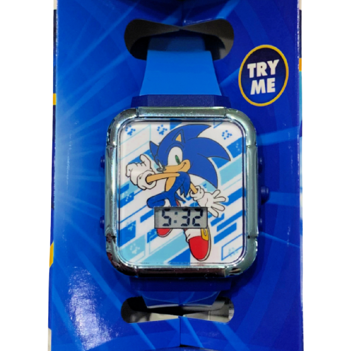 Sega SONIC The Hedgehog Flashing LCD Watch Blue Rectangle Face Unisex Kids NEW