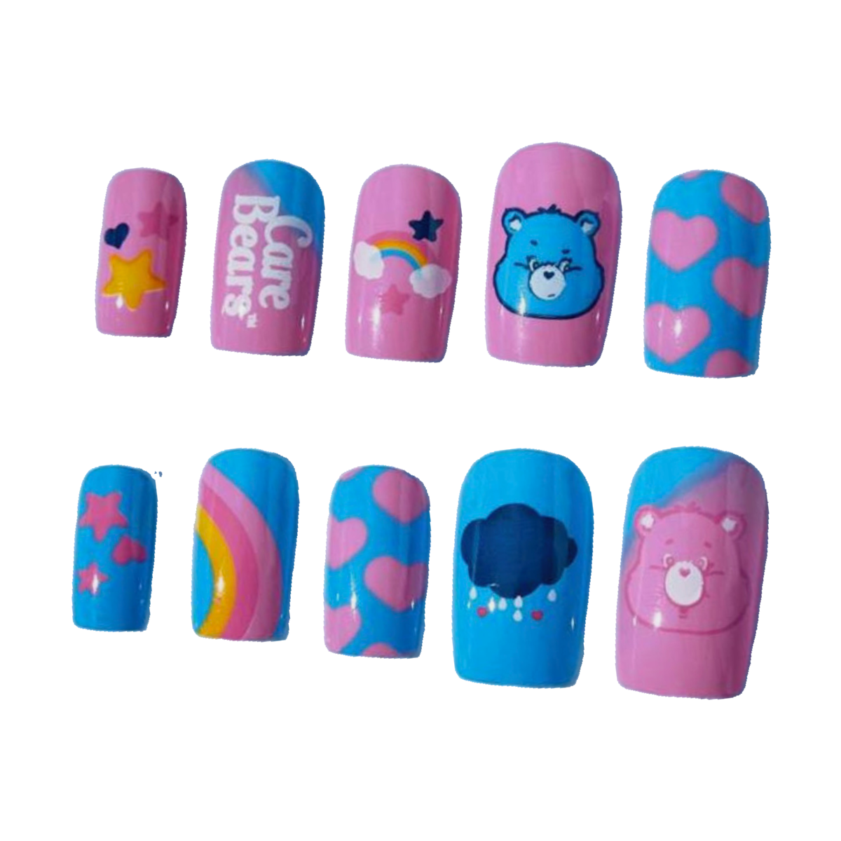 Care Bears Cartoon Fake Press On Nails & Body Temporary Tattoo Stickers New Lot