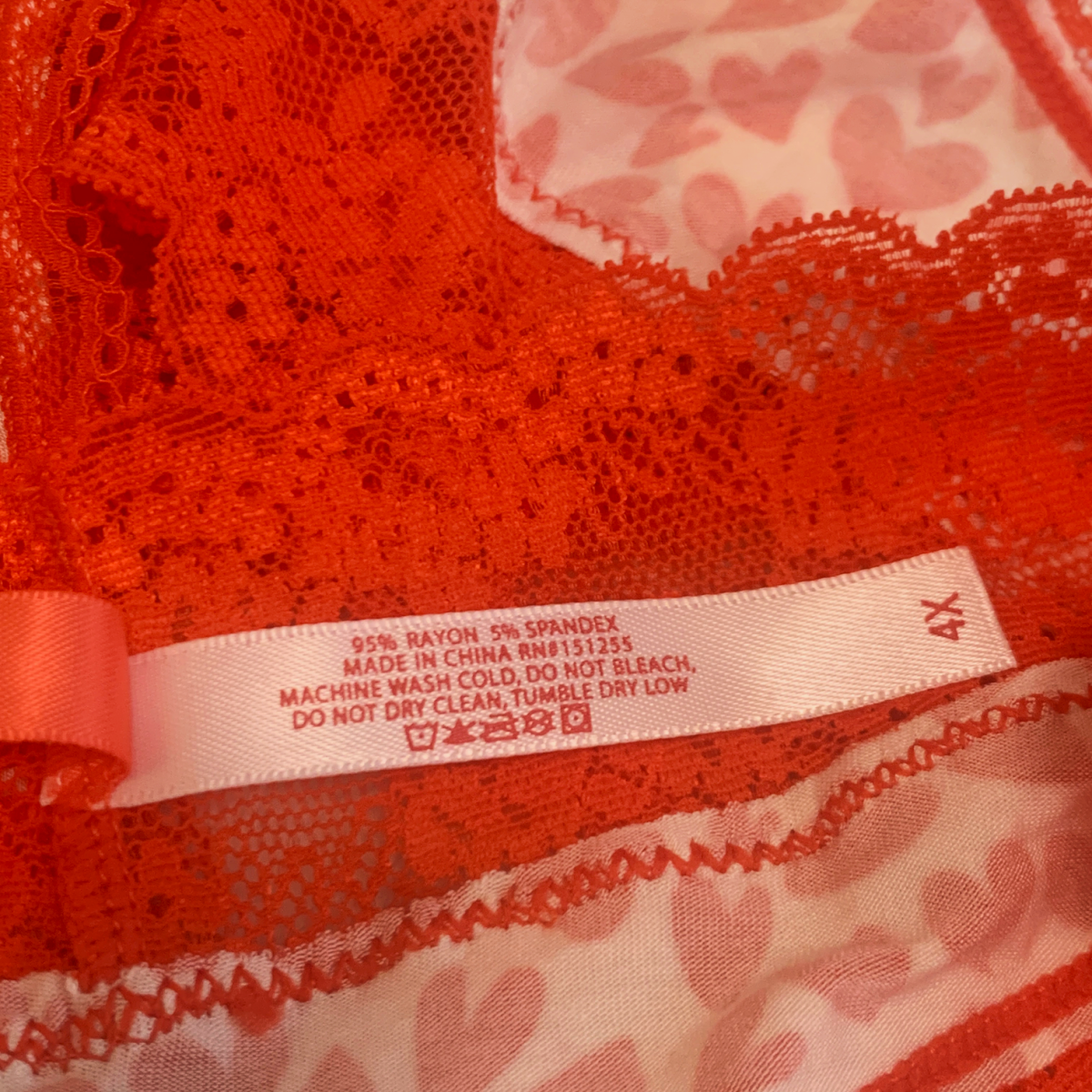 Splendies Valentine Hearts Thong Panties Size 4x Silky Rayon New Pair Underwear