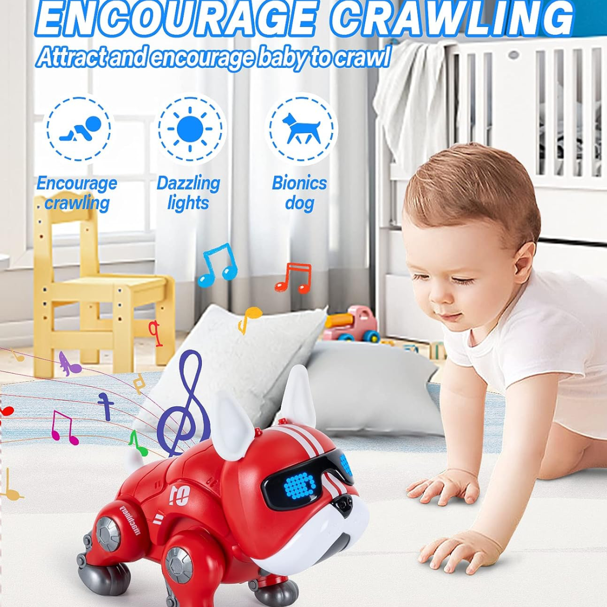 Noetoy Robot Red Dog LED Electronic Sound Music Walks Interactive Baby Toy NEW
