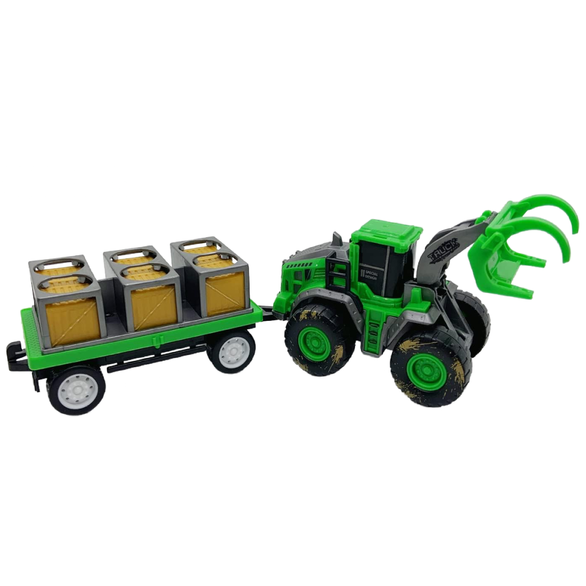 Boersma Construction Green Tractor Excavator Truck & Trailer Vehicle Toy NEW