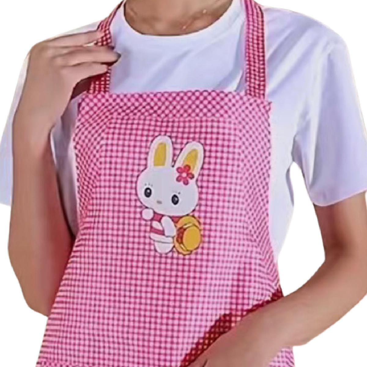 Gingham Bunny Rabbit Bib Apron Cartoon Animal Kitchen BBQ Baking Everyday NEW