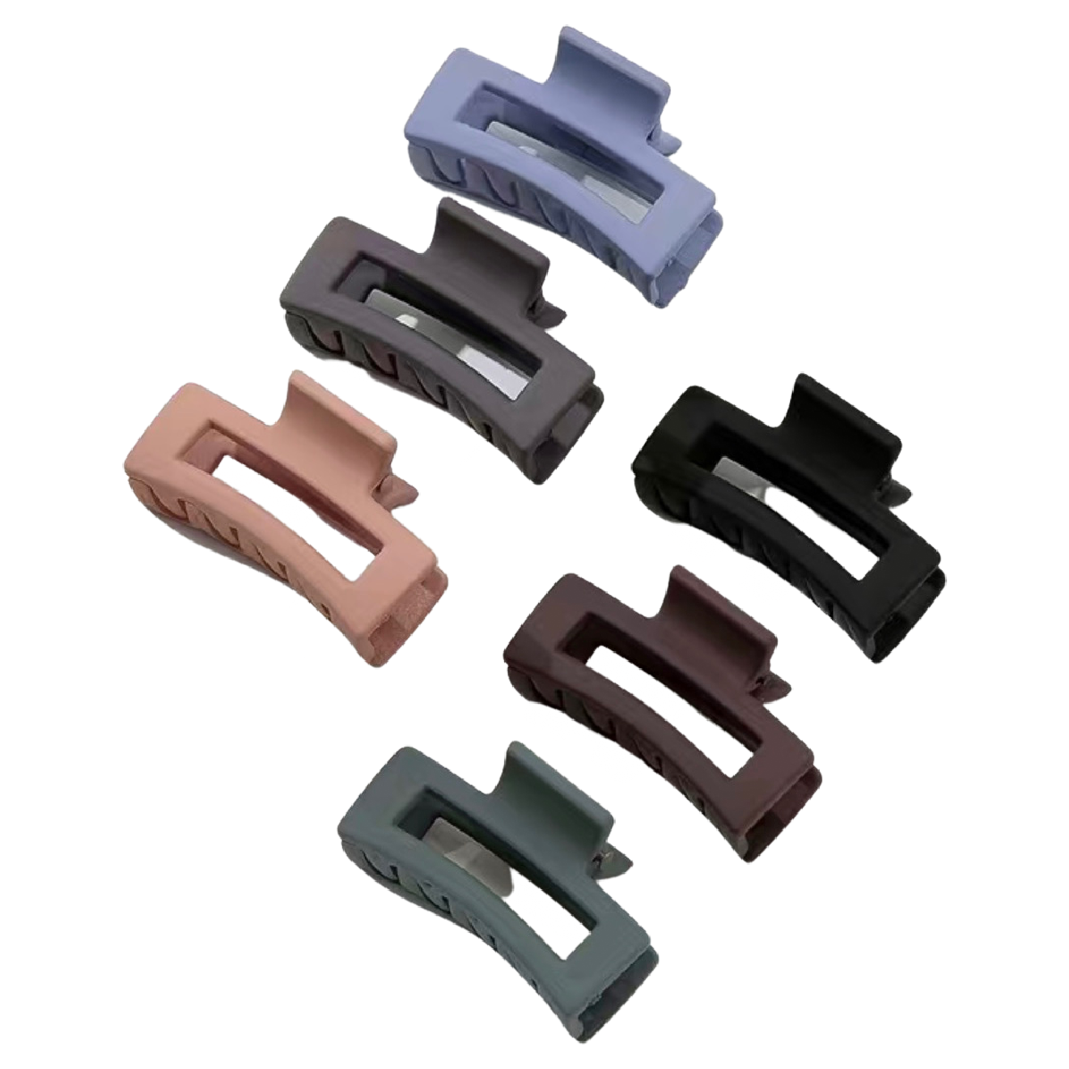 Lot of 6 Square Hair Claw Shark Clips Opaque Matte Small 1.8" NEW