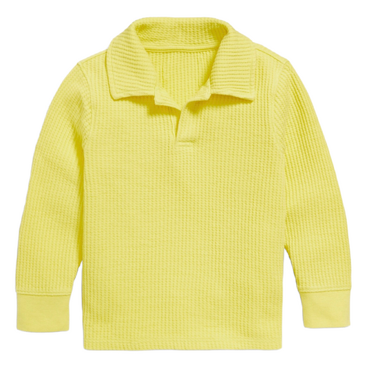 Old Navy Toddler Boy Thermal Shirt Size 2T Waffle Knit Long Sleeve Collar NWT