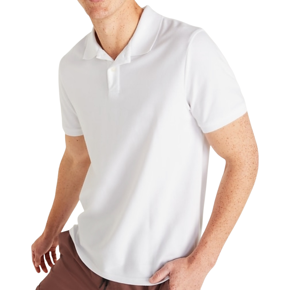 Pique Polo Shirt Men's Slim Fit White Cotton Blend Short Sleeve Collared NWT