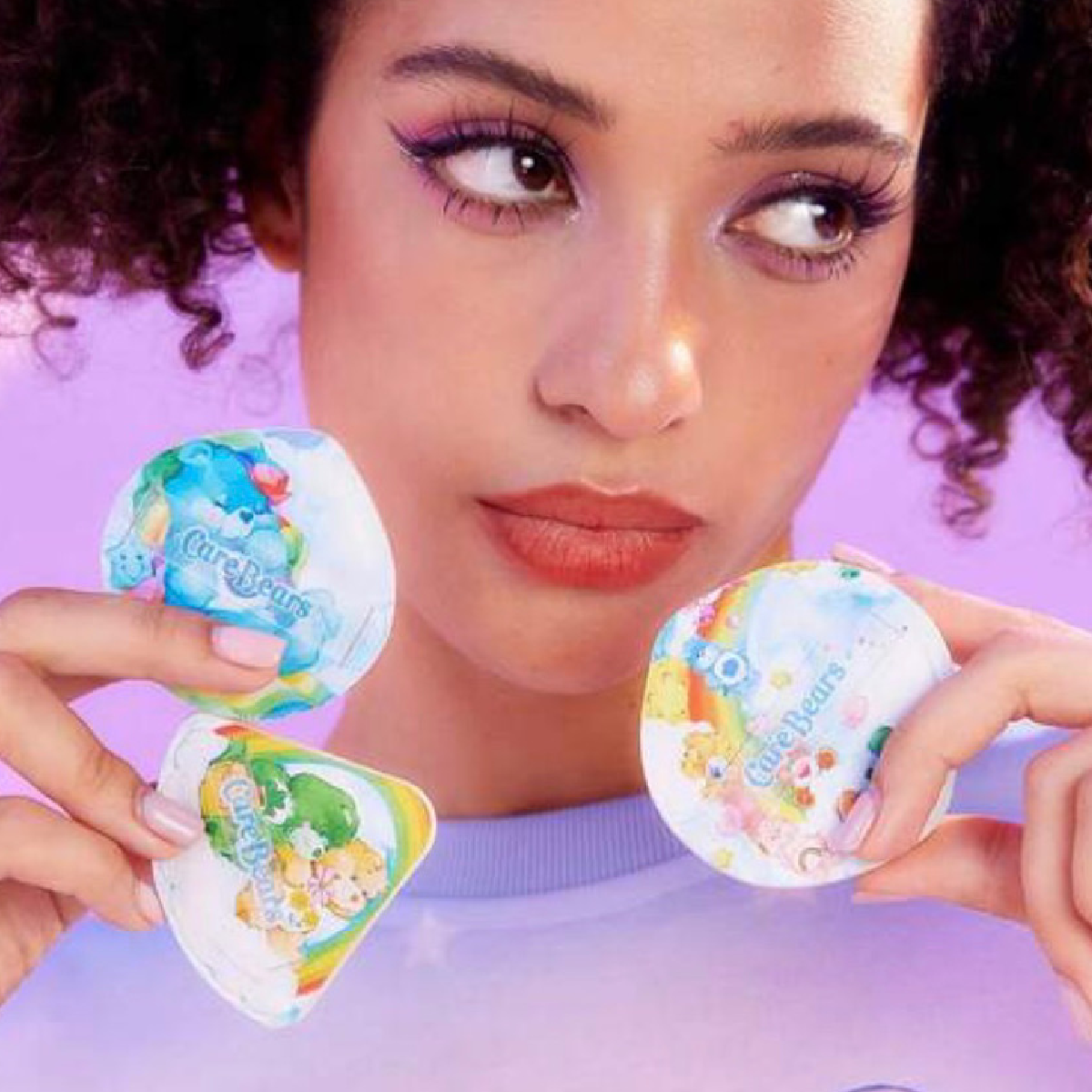 Care Bears Makeup Powder Puff Blender 3pc Set Soft Cartoon Sealed Lot