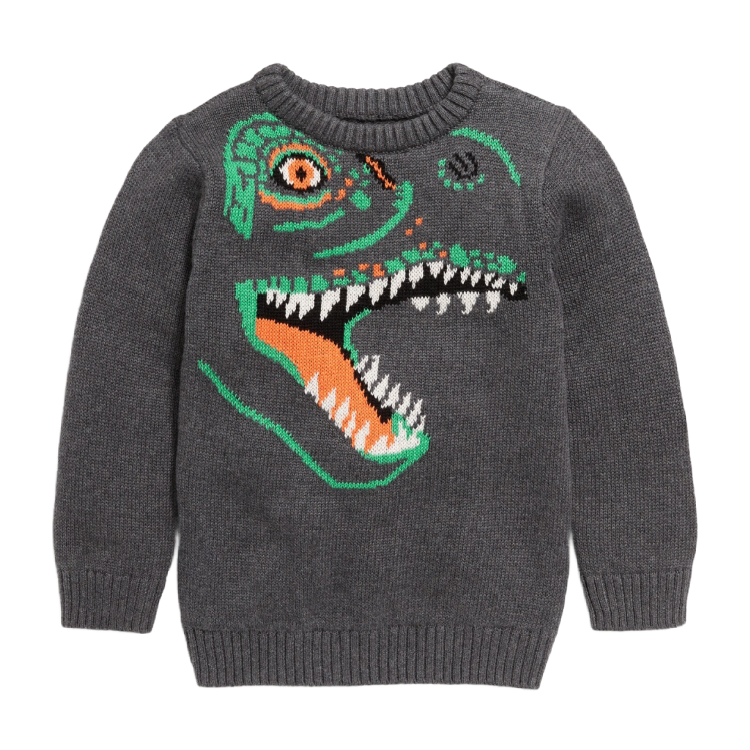 Old Navy Dino Sweater Toddler Size 2T Dinosaur Crew Neck Gray New $27 Retail