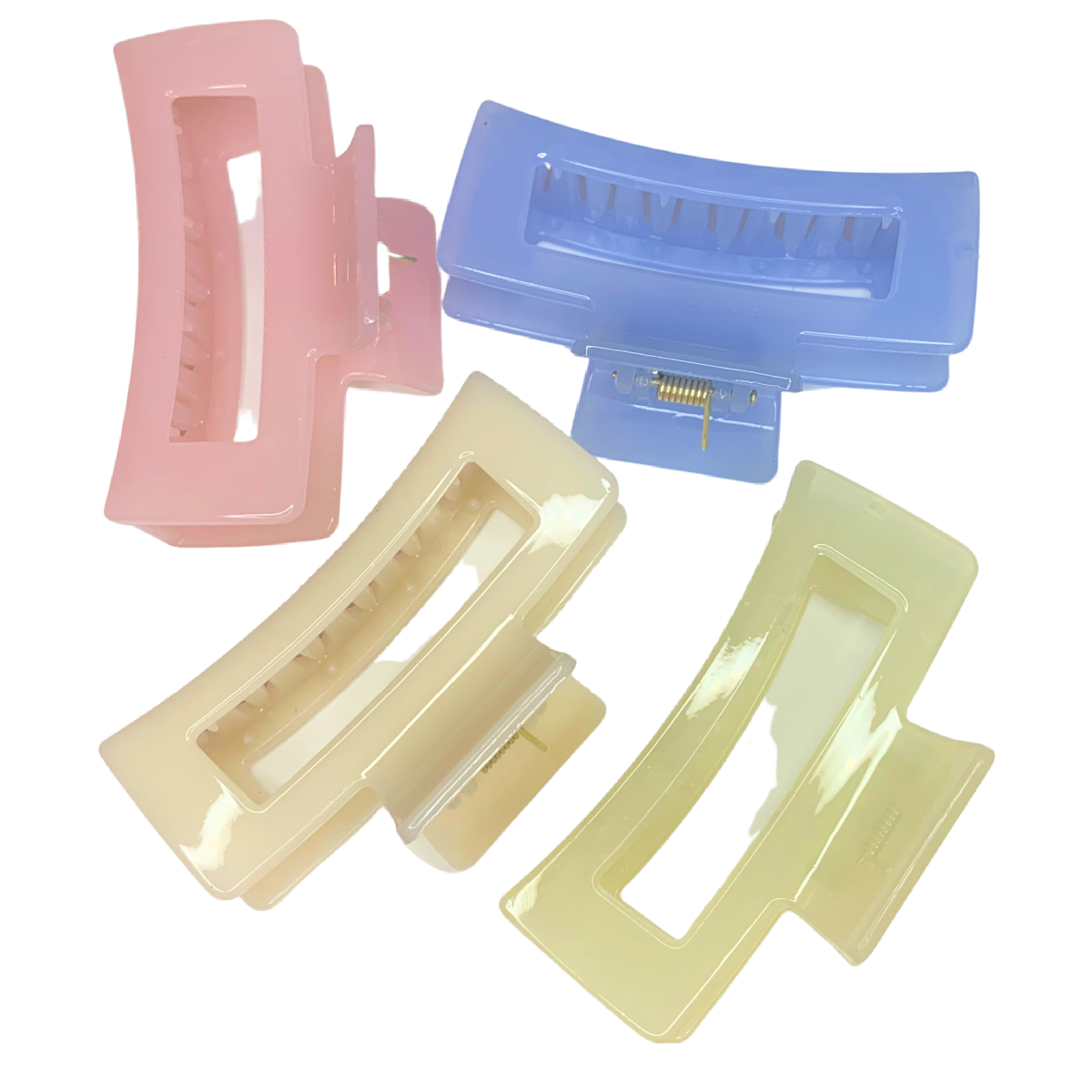 Lot of 4 Hair Claw Shark Clips Pastel Macaron Jelly Translucent Colors NEW