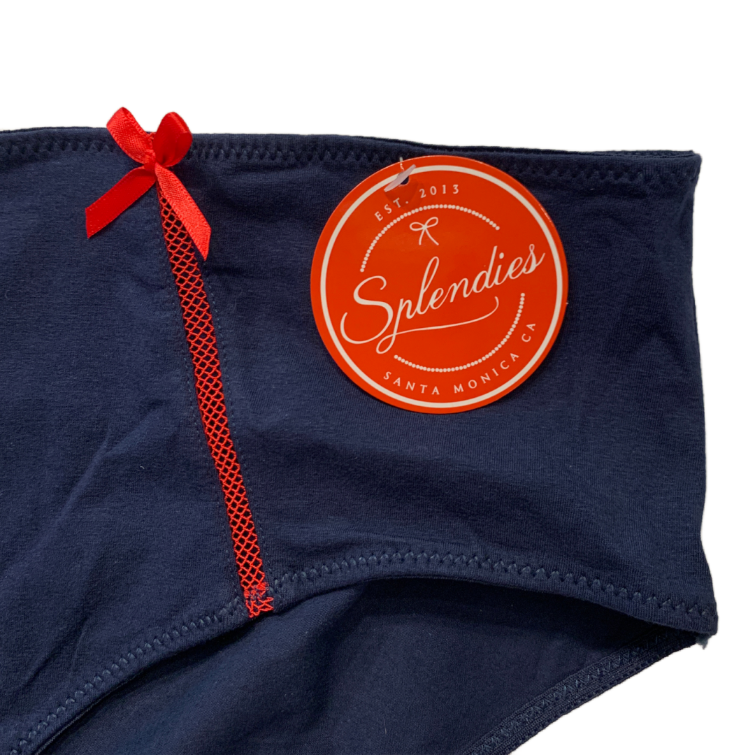 Splendies Size 4X Sailor Chic Bikini Panties Cotton Navy Blue Red Ribbon NWT