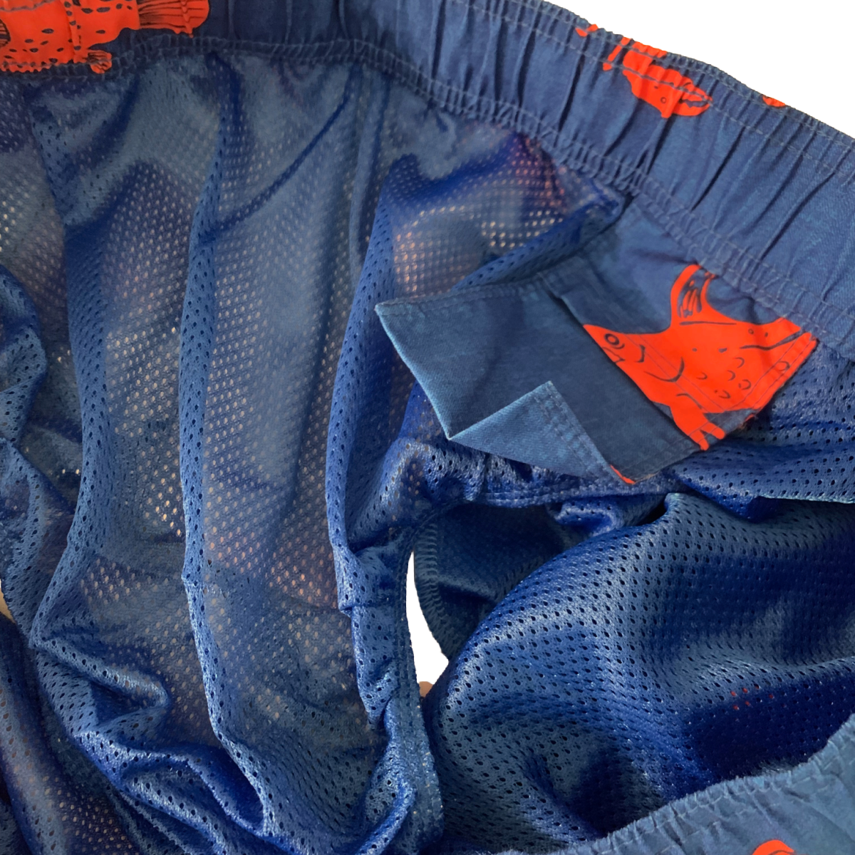 Old Navy Ocean Swim Trunks Size XL Tall 6" Pockets Blue Orange Fish Brief NWT