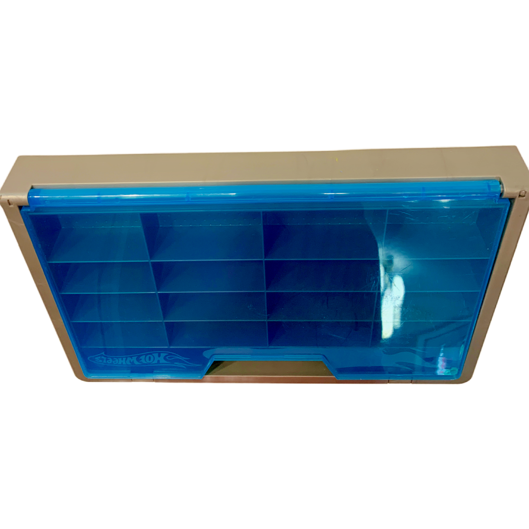 Hot Wheels 16 Car Wall Mount Display Storage Case 2006 Blue Silver/Gray Mattel
