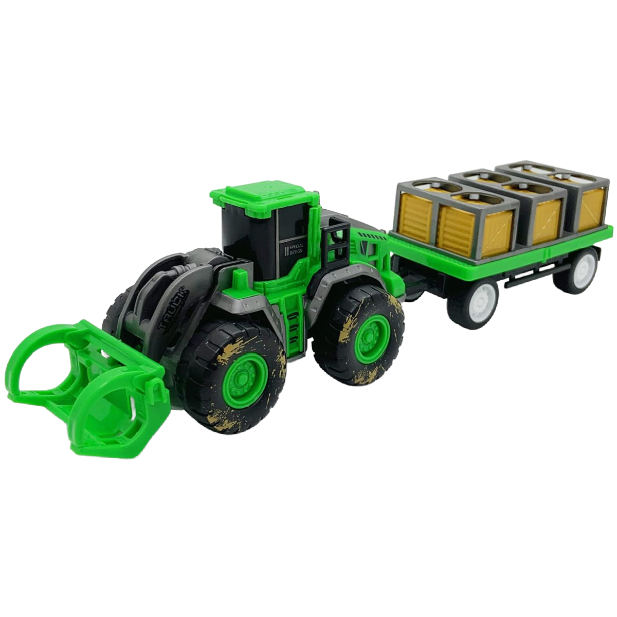 Boersma Construction Green Tractor Excavator Truck & Trailer Vehicle Toy NEW