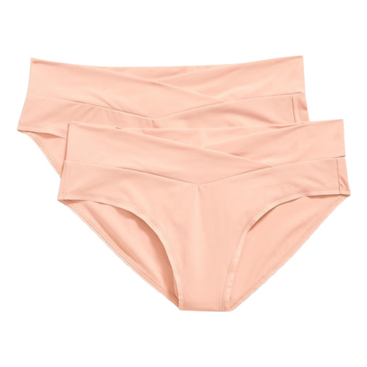 Maternity 2-Pack Soft Knit Low-Rise Bikini Underwear Panties XXL Barely Pink NWT