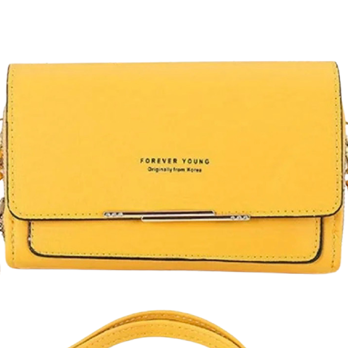 Yellow Forever Young Minimalist Purse Faux Leather Small Handbag Wallet NWT