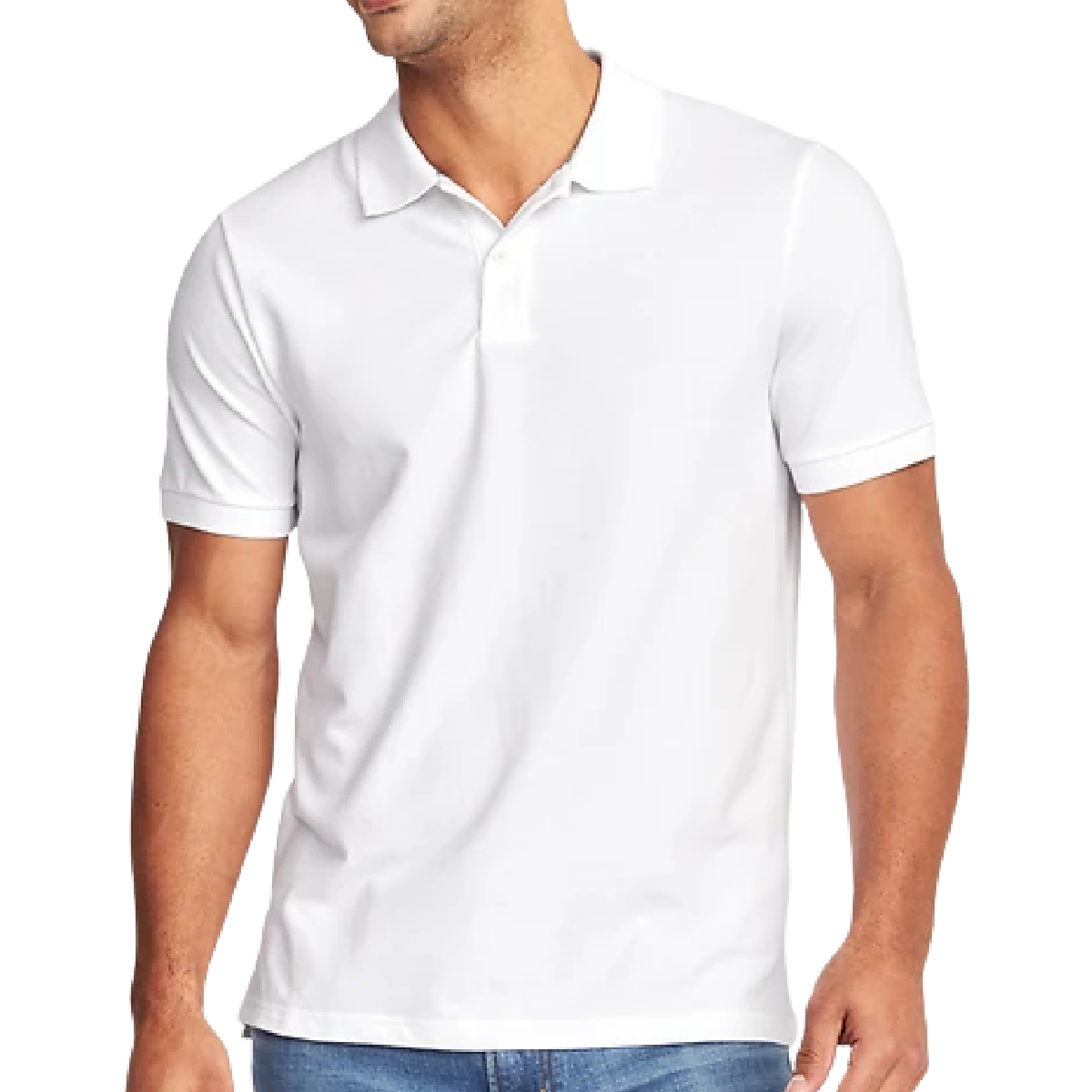 Pique Polo Shirt Men's Slim Fit White Cotton Blend Short Sleeve Collared NWT
