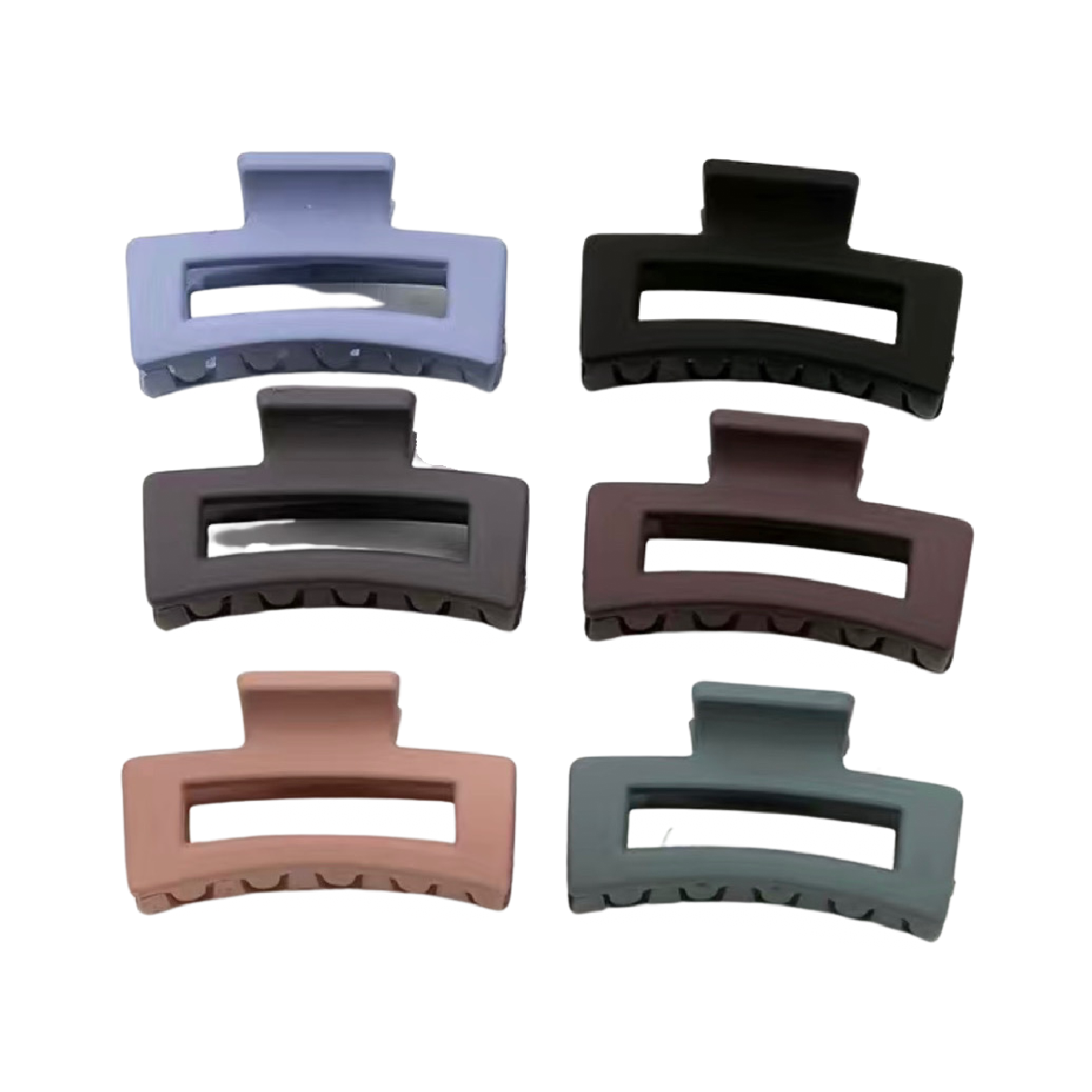 Lot of 6 Square Hair Claw Shark Clips Opaque Matte Small 1.8" NEW